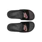 New Women's Nike Black & Gold Benassi JDI Slides Model #343881-007 Size 8 #Y5