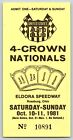 Eldora Speedway Rossburg, OH 1981 USAC 4-Crown Nationals Pit Pass Stub #10891