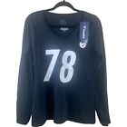 NFL Fanatics Black Steelers #78 Villanueva V Neck Long Sleeve T Shirt Size Small