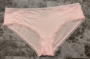 NWT BODY BY VICTORIA'S SECRET XL PINK SATIN SMOOTH LACE RARE HIPHUGGER PANTIES