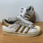 Adidas Shell Toe B39398 Superstar White w/ Gold Stripes Sneakers US7