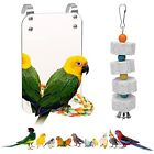 7 Inch Bird Mirror with Rope for Parakeets Cockatiels Conures Parrot Cage
