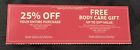 BATH AND BODY WORKS 25% OFF & FFREE BODY CARE COUPON EXPIRES 5/12/2024