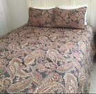 Sherry Kline Venetian Queen Size Comforter Set Linen Blend 3-Pc Rust & Charcoal