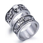 Keep Going incentive Vintage Gothic Rose Skull Stainless Steel Rings for men