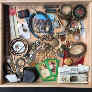 Estate Lot-Vintage Junk Drawer Lot Collectibles-Jewelry,Trinkets,Coins, bulk