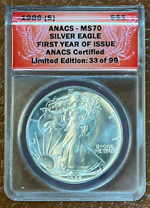1986 (S) American Silver Eagle $1 ANACS MS70 - Struck in San Francisco
