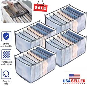4 × Foldable Drawer Organizer Closet Storage Box for Clothes Jeans T-Shirt USA