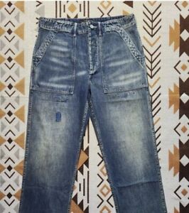 Double RL RRL Ralph Lauren Repaired Japanese Denim Straight Utility  Jeans