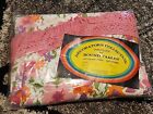 Vtg MCM Round Tablecloth Groovy Floral Cotton With Pink Fringe 72in