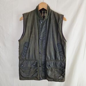 Vintage 80s Barbour Westmorland A220 Waxed Gilet Mens Sizs S Green Hunting Shoot