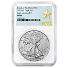 2021 (W) $1 Type 2 American Silver Eagle NGC MS69 West Point Star Label