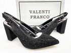 Valenti Franco Black Glitter Slingback Block Heel Pump Shoes Women's 7.5 NEW