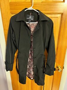 London Fog Women’s Medium Black Belted Button Front Trench Coat