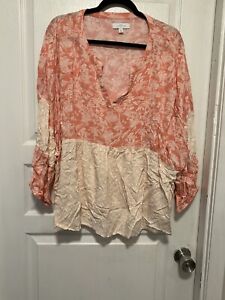 New Direction Women’s  Long Sleeve Pull Over Peach Top Plus Size 4X