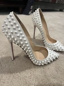 Beautiful CHRISTIAN LOUBOUTIN Spiky White Stiletto Heels - RARE