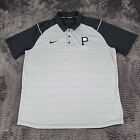 Nike Pittsburgh Pirates Polo Shirt Mens XL Gray Embroidered Dri Fit Performance