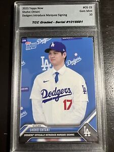 2023 Topps Now Shohei Ohtani Dodgers Introduce Signing TCC Graded Gem Mint 10