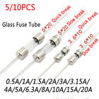 250V 0.5A~20A Glass Fuse Tube 3.6x10mm 5x20mm With wire Quick Break Slow Break