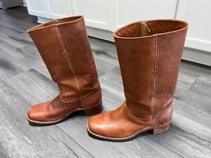 Frye Mens Brown Leather Tall Boots - size 12 - square toe - 15