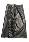Shein Black faux leather Asymmetrical front slit midi skirt Size Medium