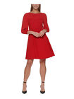 DKNY Womens Pouf Sleeve Round Neck Above The Knee Cocktail Fit + Flare Dress