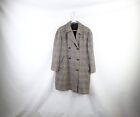 Vtg 60s 70s Rockabilly Mens 44R Rainbow Houndstooth Wool Tweed Trench Coat USA
