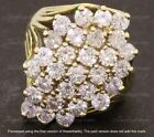 HUGE 3.00CT LAB CREATED DIAMOND CLUSTER 10K YELLOW GOLD PLATED COCKTAIL RING
