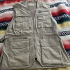 LL Bean Vest Adult Medium Brown Fishing Canvas Cargo Zip Tropic Weights Medium