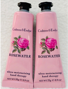 New Set of 2 Crabtree & Evelyn ROSEWATER Hand Cream .9 oz / 25 gr Sealed