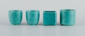 Wilhelm Kåge for Gustavsberg. Four Argenta Art Deco vases in glazed ceramics