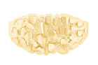 Men's Nugget Square Ring Real Solid 10K Yellow Gold