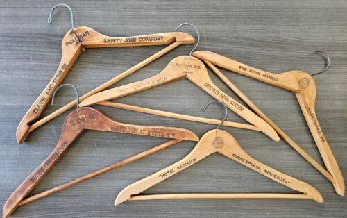 Vintage Wooden Hangers, Lot of 5, Various Locations, NY, NYC, PA, MN