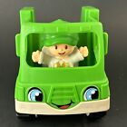 Fisher Price Little People Green Garbage Recycling Truck W/garbage Man