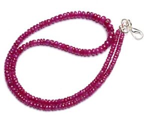 Natural Gem Mogok Ruby Faceted 3 to 6MM Size Rondelle Beads Necklace 17