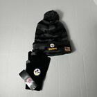 NFL Pittsburgh steelers Salute To Service Camo Knit Pom Beanie and Gloves Combo