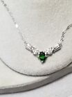 $850 Kay jewelers 10k White Gold diamond green pendant Necklace lab created