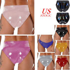 Shiny Underwear Women Faux Leather Briefs Bikini Swimwear Panties Sexy Thongs US