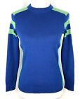 Vintage Beconta Sweater Women S 100% Pure Virgin Wool Pullover Blue Green