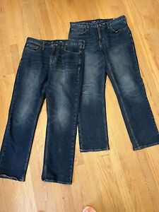 Lot Of 2 Old Navy Men's Straight Built-In Flex Jeans 34x30 Dark Wash Pre-owned