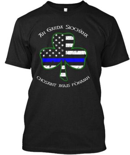 Irish Police Shamrock Gaelic Saying - An Garda T-Shirt Made in USA Size S to 5XL