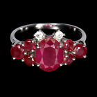 Heated Oval Ruby 9x7mm White Topaz Gemstone 925 Sterling Silver Jewelry Ring 8
