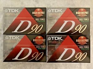 New ListingTDK D90 Blank Audio Cassette Tapes (Lot of 4) ICEI/TYPE I High Output NEW SEALED