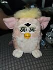 1999 Tiger Electronics Furby Babies Pink & Yellow Hair and Tail Blue Eyes WORKS