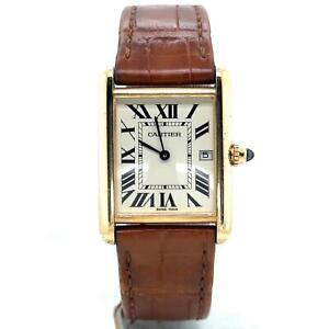 Cartier Tank Louis Quartz Large 18k Yellow Gold Silver Dial Men's Watch W1529756