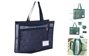 Large Mesh Art Portfolio Tote Zipper Bag, Light Weight 13x17 Carrying Dark Blue