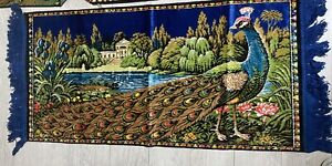 Vintage Rare Peacock Tapestry P&C Trade Mark Italy