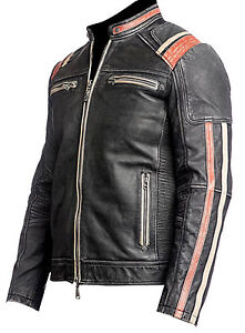 Mens Cafe Racer Stylish Biker Black Distressed Leather Jacket