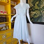 Vintage 40s Sheer Gauzy Cotton Minty Pinafore Wrap Apron House Chore Dress S