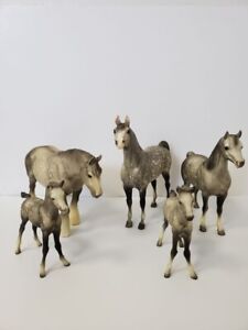 Vintage Breyer Arabian Dapple Grey Stallions Mare & Foals Set